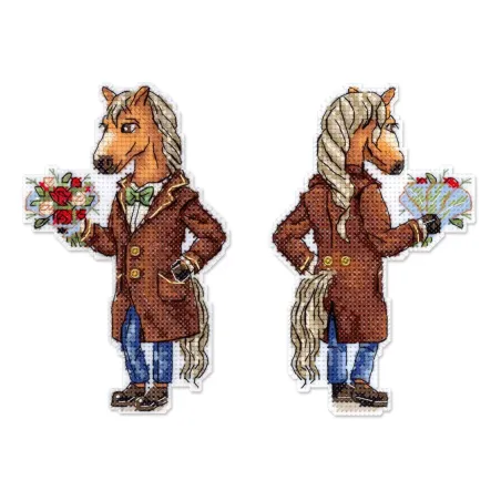 Kit de point de croix "Cheval en manteau" 13x8 cm SR-1328