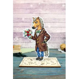 Kreuzstich-Set "Pferd im Mantel" 13x8 cm SR-1328