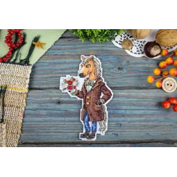 Kreuzstich-Set "Pferd im Mantel" 13x8 cm SR-1328