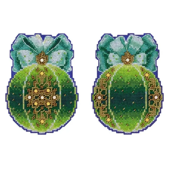 Kryželių siuvinėjimo rinkinys "Kalėdų eglutės kamuolys. Miško magija" 12x9 cm SR-1312