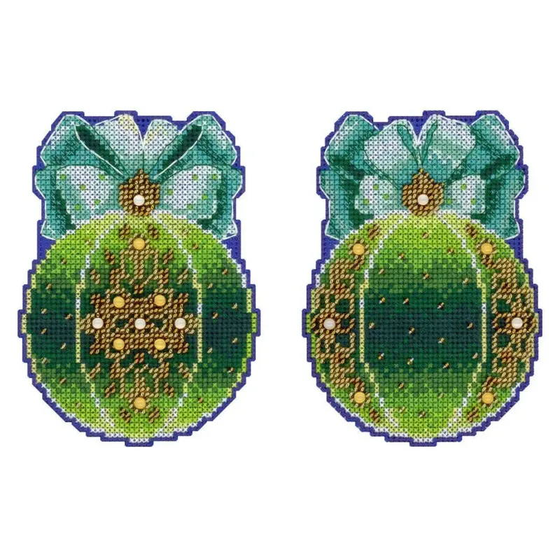 Kryželių siuvinėjimo rinkinys "Kalėdų eglutės kamuolys. Miško magija" 12x9 cm SR-1312