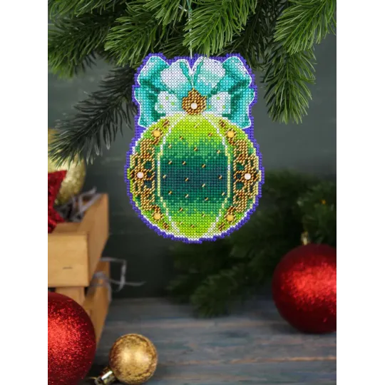 Kryželių siuvinėjimo rinkinys "Kalėdų eglutės kamuolys. Miško magija" 12x9 cm SR-1312