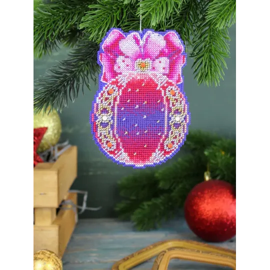 Kit de point de croix "Boule de Noël. Magie du cœur" 12x9 cm SR-1310