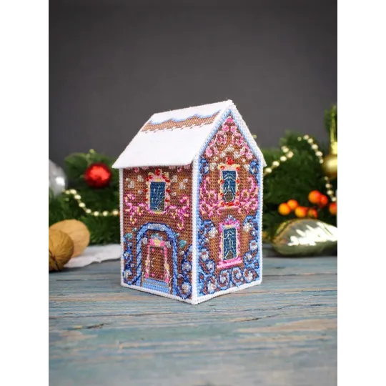 Kit de point de croix "Jouet 3D. Maison avec motifs" 11x6x6 cm SR-1169