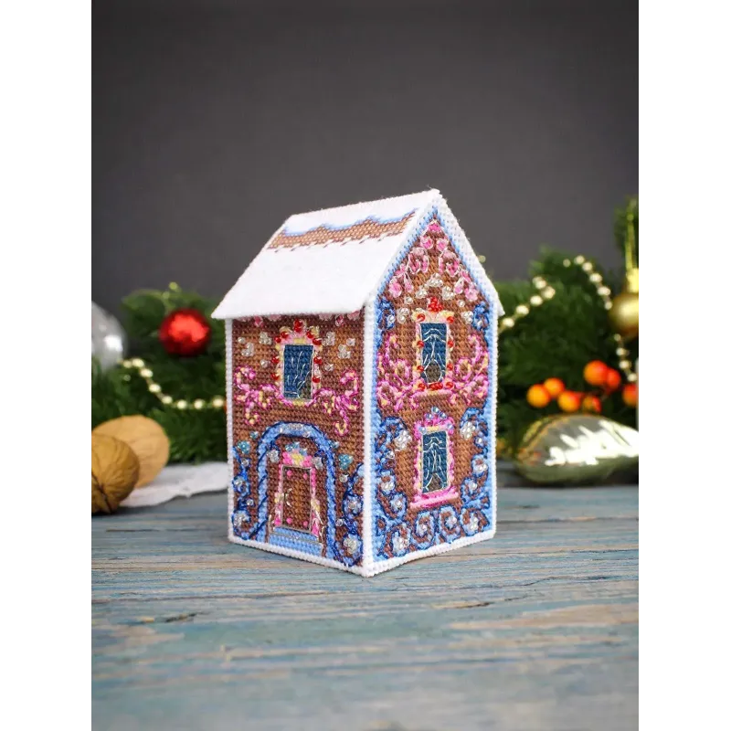 Kit de point de croix "Jouet 3D. Maison avec motifs" 11x6x6 cm SR-1169