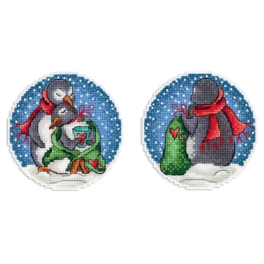 Kreuzstich-Set "Romantische Pinguine" 9x9 cm SR-1157