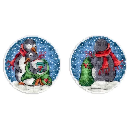 Kreuzstich-Set "Romantische Pinguine" 9x9 cm SR-1157