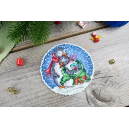 Набор для вышивания крестом "Романтические пингвины" 9x9 см SR-1157