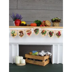 Набор для вышивания крестом "Осенняя гирлянда бежевая (7 флажков)" 10x7 см ST-1096