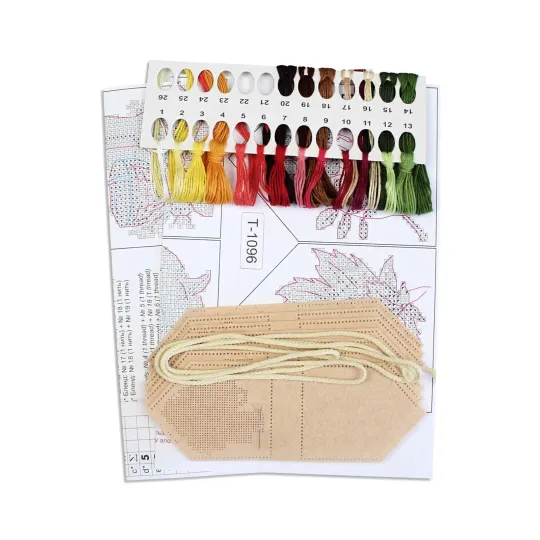 Kreuzstich-Set "Herbstgirlande beige (7 Flaggen)" 10x7 cm ST-1096