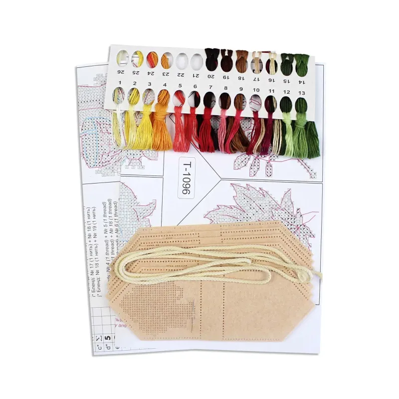 Набор для вышивания крестом "Осенняя гирлянда бежевая (7 флажков)" 10x7 см ST-1096