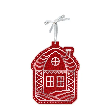 Kit de point de croix "Jouet du Nouvel An : Maison sous la neige" 13x11 cm ST-1089