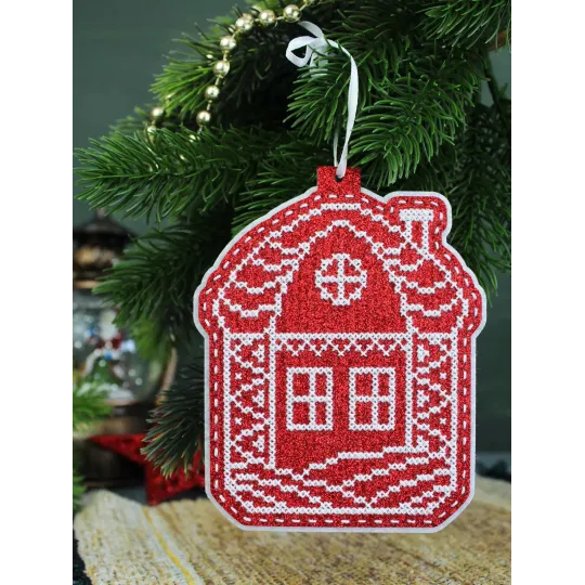 Kit de point de croix "Jouet du Nouvel An : Maison sous la neige" 13x11 cm ST-1089