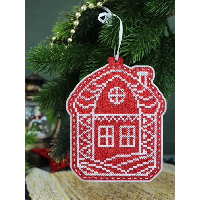 Kit de point de croix "Jouet du Nouvel An : Maison sous la neige" 13x11 cm ST-1089