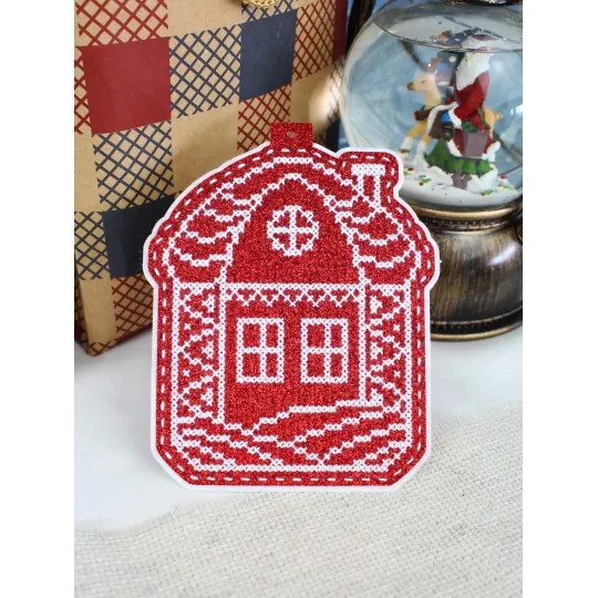 Kit de point de croix "Jouet du Nouvel An : Maison sous la neige" 13x11 cm ST-1089