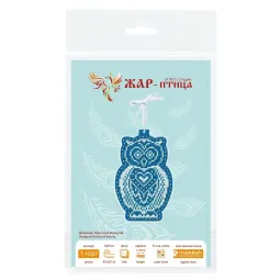 Kryželiu siuvinėjimo rinkinys "Naujametinis žaislas: Snieguota pelėda" 14x9 cm ST-1087