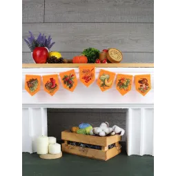 Набор для вышивания крестиком "Осенняя гирлянда оранжевая (7 флажков)" 10x7 см ST-1002