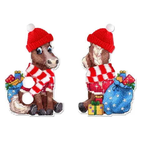 Kryželių siuvinėjimo rinkinys "Arklys kepurėje" 13x9 cm SR-1327