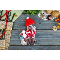 Набор для вышивания крестиком "Лошадь в шапке" 13x9 см SR-1327