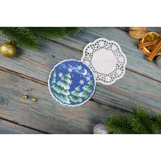 Kit de point de croix "Boule de Noël avec motifs" 9x9 cm SR-1124