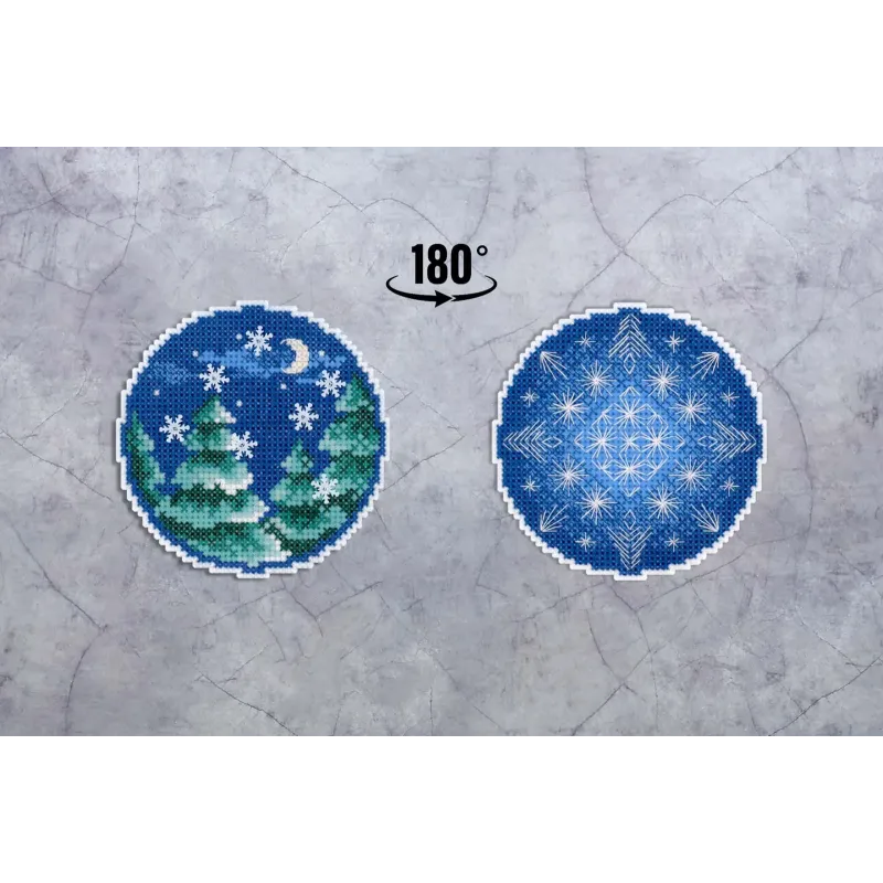 Kit de point de croix "Boule de Noël avec motifs" 9x9 cm SR-1124