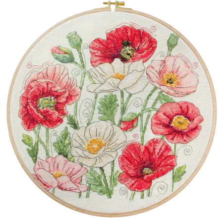 Kit de point de croix "Quand les coquelicots fleurissent" 30x30 cm AAH-299
