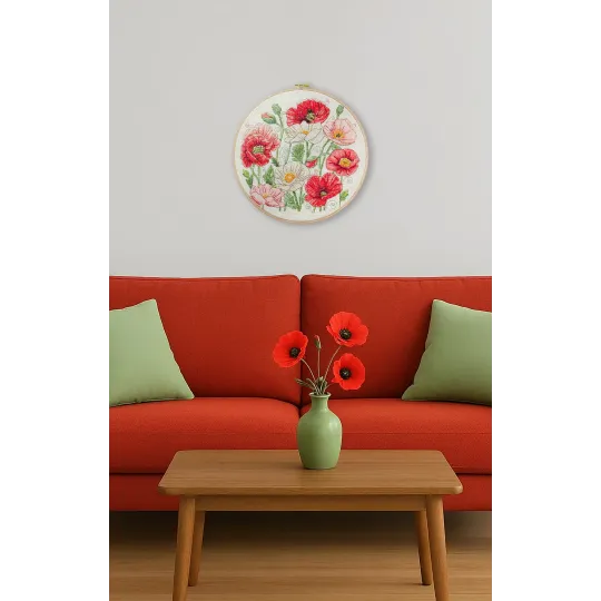 Kreuzstich-Set "Wenn Mohnblumen blühen" 30x30 cm AAH-299