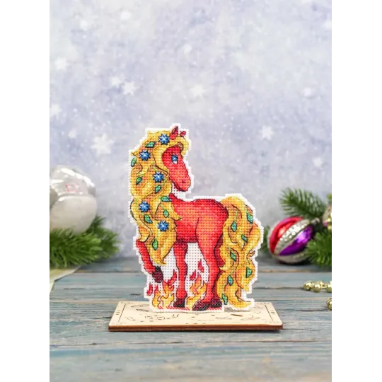 Набор для вышивания крестиком "Огненный конь" 13x9 см SR-1330