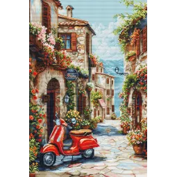 Kit de point de croix. « L'Italie dans le parfum des fleurs » 32 x 48 cm SBU5095