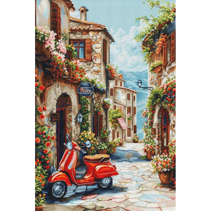 Kit de point de croix. « L'Italie dans le parfum des fleurs » 32 x 48 cm SBU5095