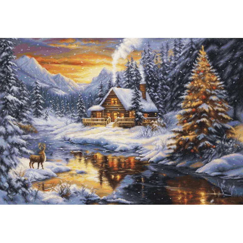 Cross Stitch Kit. "Winter Evening in the Mountains" 51 x 35 cm SB721