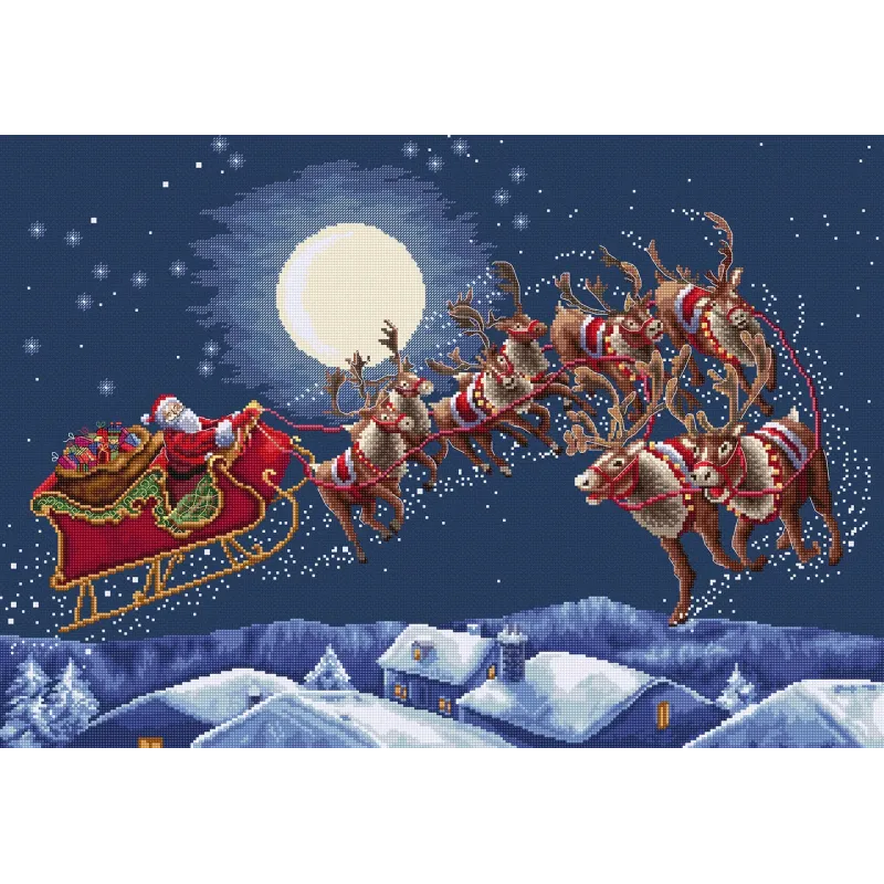 Cross stitch kit "Christmas Eve Flight" 51 x 35 cm SLETIL9959