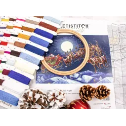 Cross stitch kit "Christmas Eve Flight" 51 x 35 cm SLETIL9959