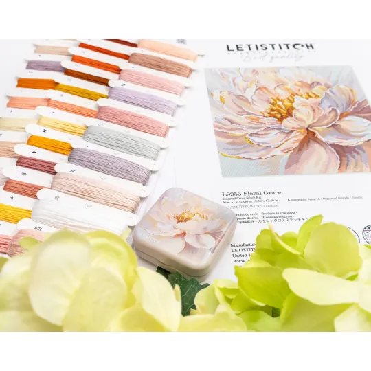 Kit de point de croix "Floral Grace" 32x32cm SLETIL9956