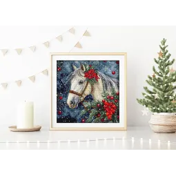 Kreuzstich-Set "Winterpferd" 20x20cm SLETIL9955