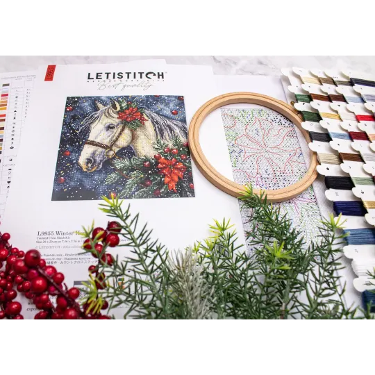 Kreuzstich-Set "Winterpferd" 20x20cm SLETIL9955