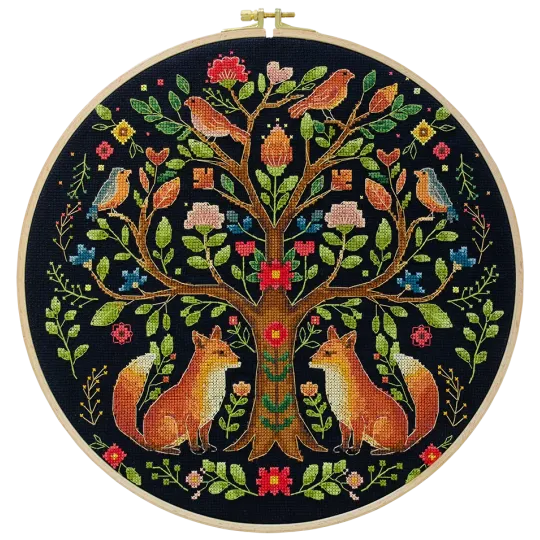 Kryželiu siuvinėjimo rinkinys "Miško pasakų medis" 30x30 cm AAH-298