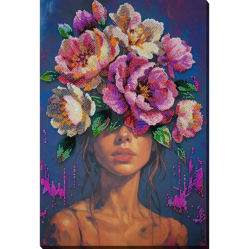 Pagrindinis karoliukų siuvinėjimo rinkinys "Žydinčios mintys" 26x39 cm AAB-958