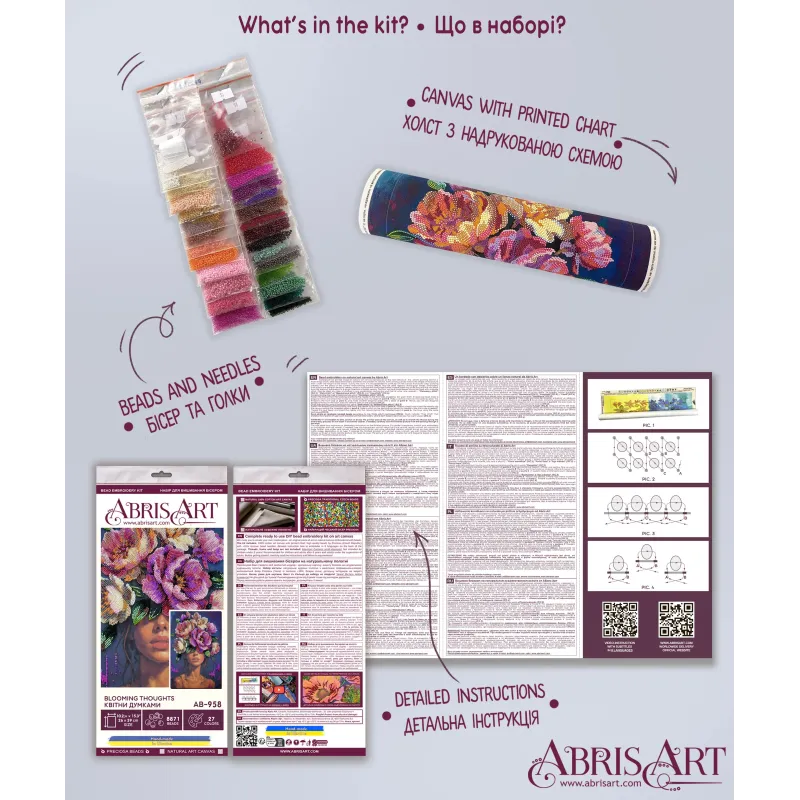 Main Bead Embroidery Kit "Blooming Thoughts" 26x39 cm AAB-958