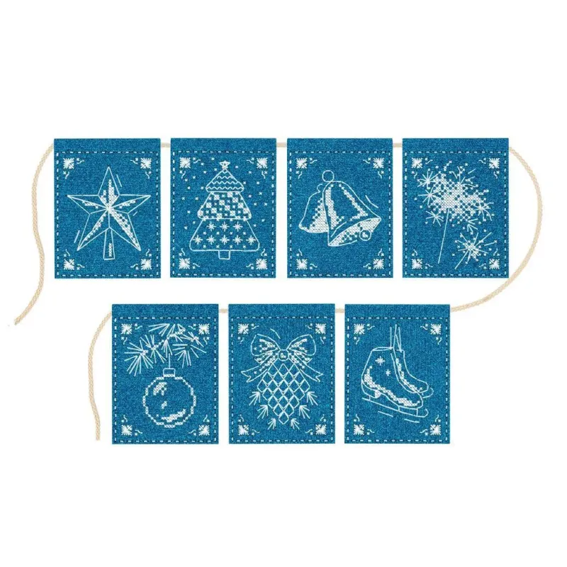 Набор для вышивания крестиком "Гирлянда "Lace Miracle" (7 флажков)" 11x8 см ST-1001