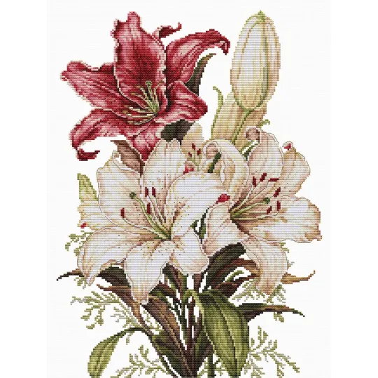 Kreuzstich-Set. „Der Duft von Lilien“ 24 x 34 cm SB7054
