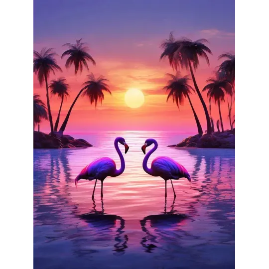 Deimantinio tapymo rinkinys "Flamingai" 30х40 cm WD3215