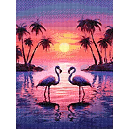 Diamond painting kit "Flamingos" 30х40 cm WD3215