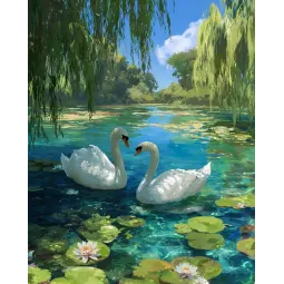 Peinture diamantée avec sous-châssis "Cygnes" 40x50 cm DP438