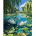 Алмазная мозаика на подрамнике "Лебеди" 40x50 см DP438