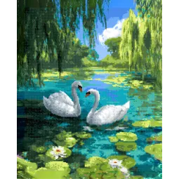 Алмазная мозаика на подрамнике "Лебеди" 40x50 см DP438