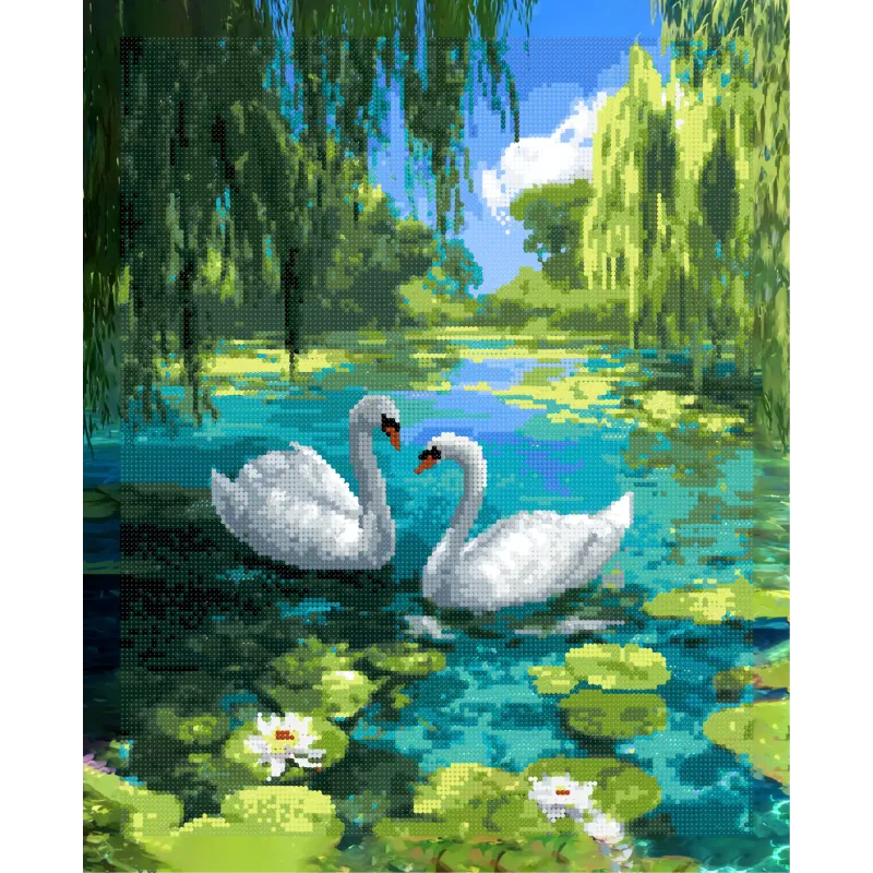 Peinture diamantée avec sous-châssis "Cygnes" 40x50 cm DP438