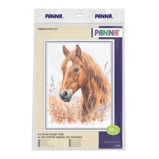 Kit de point de croix PANNA "Dans la steppe parmi les herbes" 26.5 x 33 cm PJ-7528