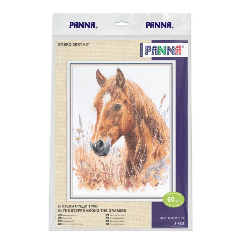 Kit de point de croix PANNA "Dans la steppe parmi les herbes" 26.5 x 33 cm PJ-7528