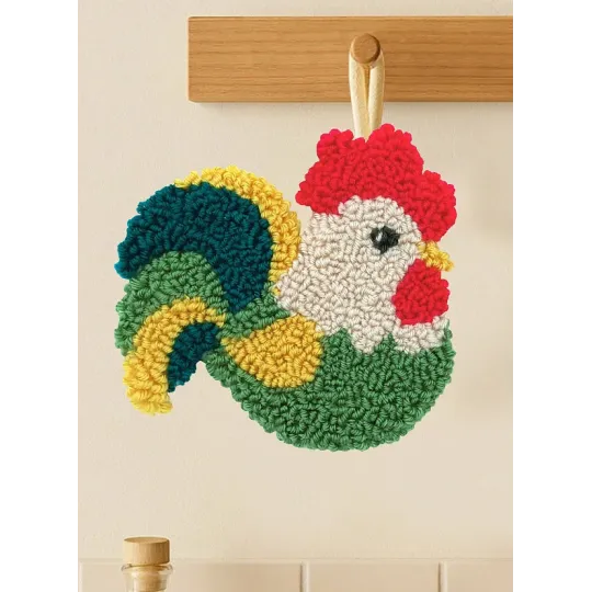 Punch-needle rug kit "Rooster" 14.5×13.5 cm SVK-005 (ES)